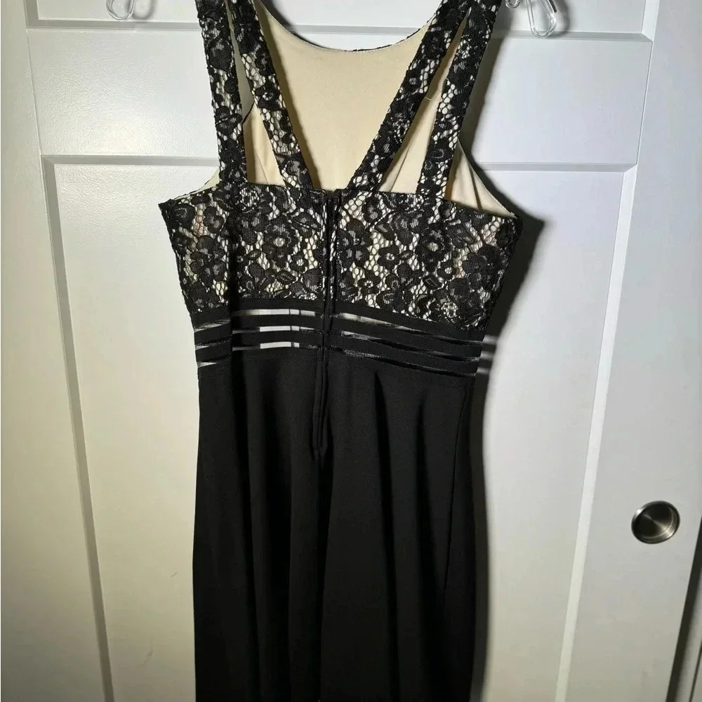 Speechless Black Lace Overlay Cutout Detail Fit Flare Dress Size 9 - Picture 6 of 13